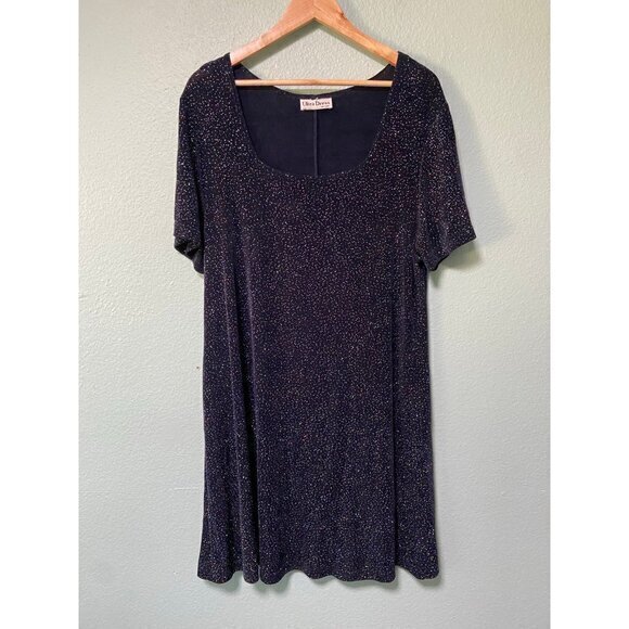 Vintage Ultra Dress Women's Navy/Black Sparkle‎ 90s 2000s y2k Dress - Picture 1 of 6